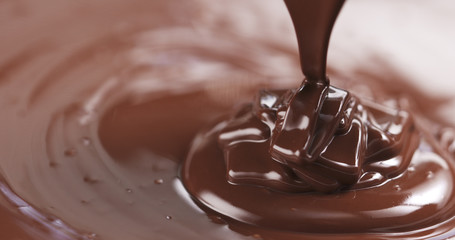 pouring dark melted chocolate
