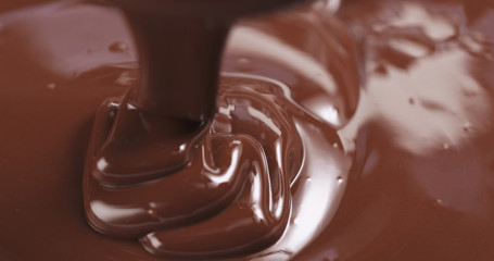 pouring dark melted chocolate