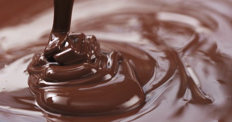 pouring dark melted chocolate