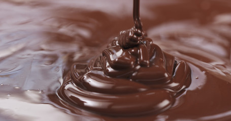 pouring dark melted chocolate