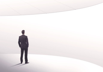 Obraz premium Salesman standing with his back concept