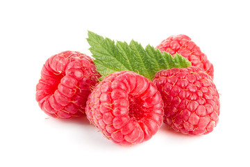 Raspberry isolated on white background. Pile or heap