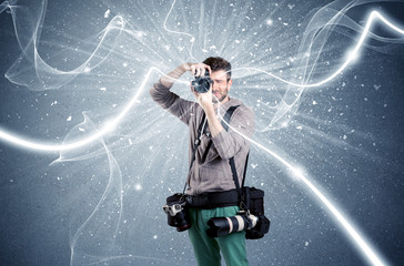 Professional photographer with dynamic lines