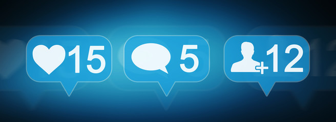 Digital colorful social media icons 3D rendering