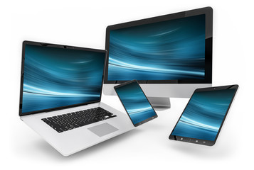 Modern digital silver tech device 3D rendering