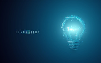 Innovation concept. Lightbulb in modern polygonal style with light effect - Powered by Adobe