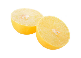 Yellow lemon isolated on white background.