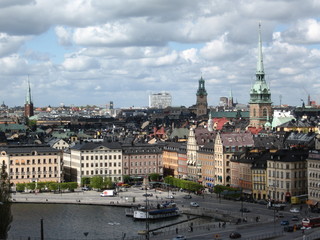 Fototapeta premium Aerial panorama of Old Town of Stockholm, Sweden