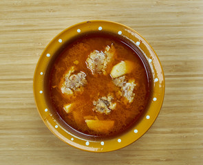 Turkish soup with meatballs