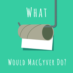 Funny concept of nearly empty toilet paper. Vector illustration. Modern flat design.