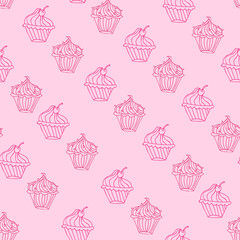 Lovely cupcake dessert seamless background vector design