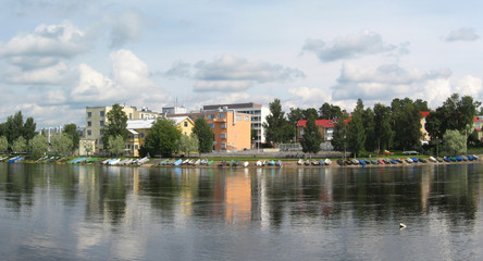Fototapeta na wymiar Riverside of Oulu, Finland.