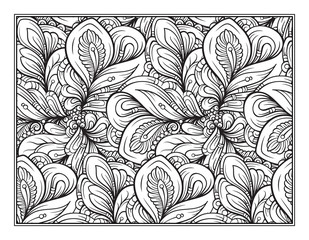 Floral decorative motifs pattern coloring page