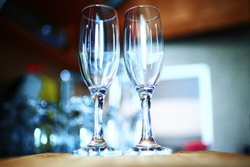 Glasses standing on a shelf