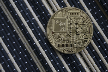 Golden Bitcoins. New virtual money.