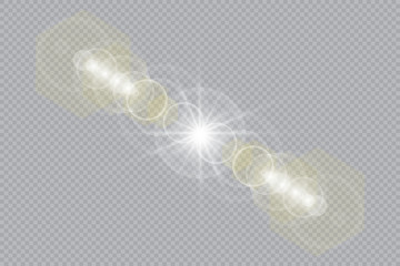 Vector transparent sunlight special lens flare light effect. Sun flash with rays and spotlight.