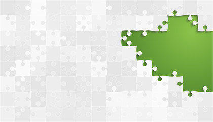 White Grey Puzzles Pieces - Vector Green Jigsaw