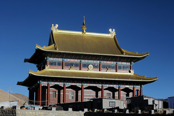 Fototapeta premium drums with mantras in a Tibetan temple