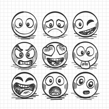 Collection of cute emoji cartoon face vector illustration graphic design   CanStock