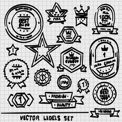 Sketch Set labels collection sign. Vector illustration