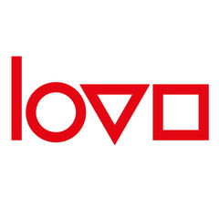 Love typography. Creative love logotype. Geometric love.