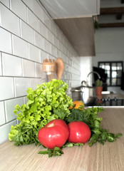 vegetables on the kitchen table