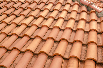Roof of red tile close-up. Montenegro