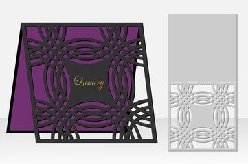 Card with a repeating geometric pattern for laser cut. Silhouette design. possible to use for birthday invitations, presentations, greetings, holidays, celebrations, save the date, wedding. Vector.