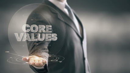 Core Values Technology Businessman Holding in Hand New technologies