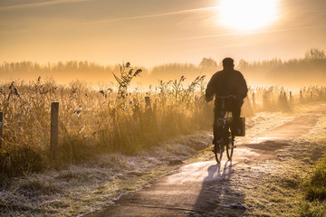 Silhouette of cyclist landscape