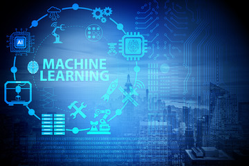 Concept of modern IT technology with machine learning