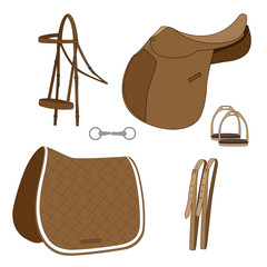 set for riding, hand-drawing vector illustration