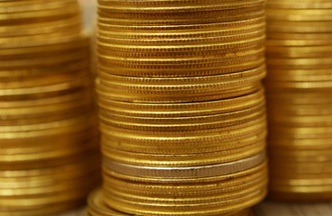 Stack of Golden Coins Macro View - Finance concept