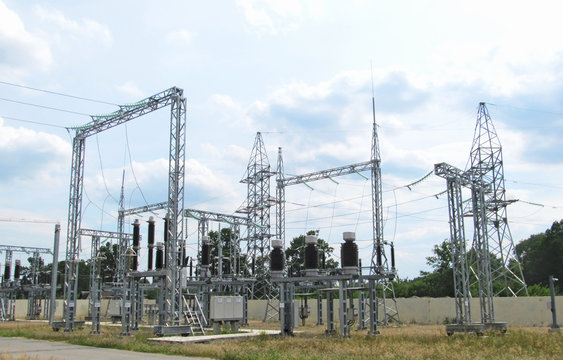 High voltage transformer substation.  