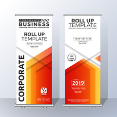 Vertical Roll Up Banner Template Design for Announce and Advertising. Vector illustration