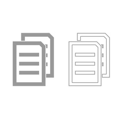 Two sheets of document grey set icon .