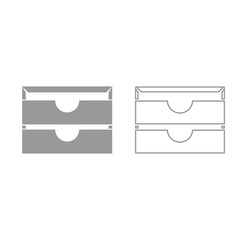 Two stationary paper tray grey set icon .