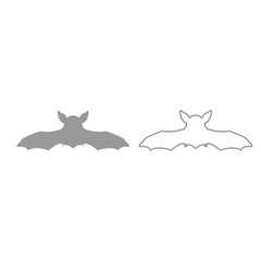 Night bat grey set icon .