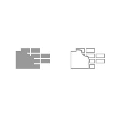 Wall grey set icon .