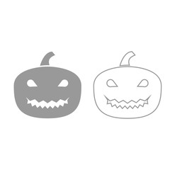 Horror pumpkin grey set icon .