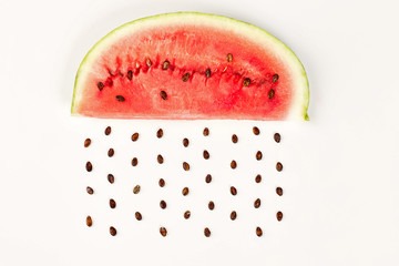 watermelon sliced white background with seeds