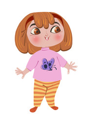 Cute baby girl cartoon character