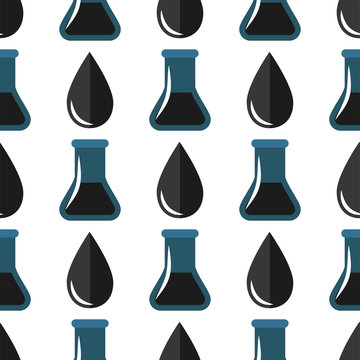 Black oil drop vector illustration seamless pattern background