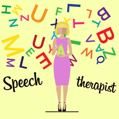 Speech therapist. Woman teacher