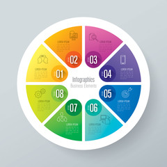 Infographics design vector and business icons with 8 options.