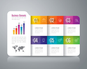 Folder infographics design vector and business icons with 6 options.
