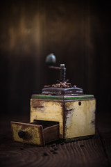 Vintage wooden coffee grinder