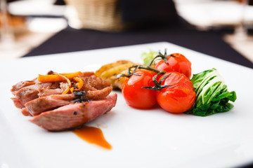 Roasted duck with pear