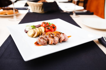 Roasted duck with pear