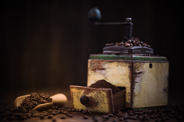 Fresh grinder coffee beans